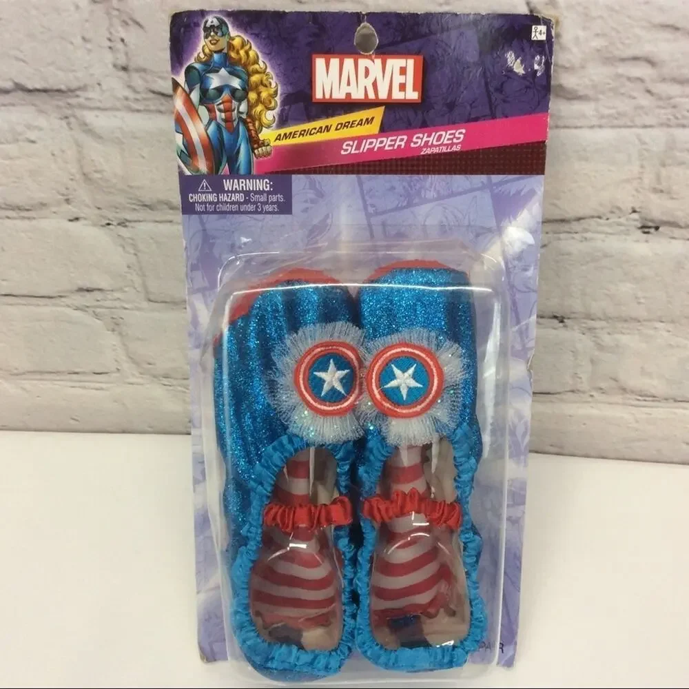 Marvel American Dream Slipper Shoes Girls Ages 4+ Patriotic Dress Up Costume